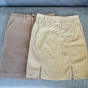 2 Corduroy Khaki Pencil Skirts - Eddie Bauer Size 4 / G.H. Bass Size 2